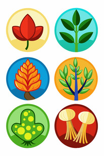 多彩植物图标集合