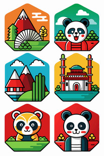 中国特色元素可爱图标集