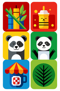 多彩卡通图标集合