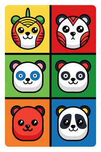 多彩动物头像图案