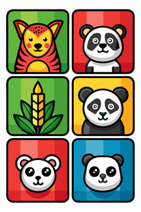 动物与食物卡通图标集合