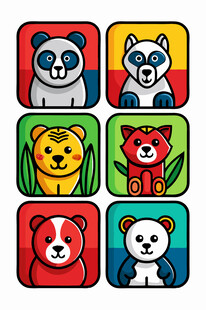 可爱动物卡通图标集合