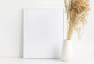 简约静物画框与干花摆件