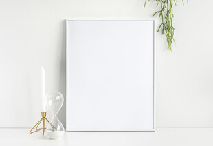 空白画框与绿植装饰场景
