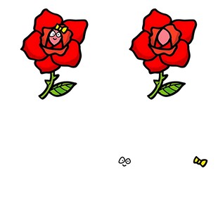 两朵卡通红玫瑰