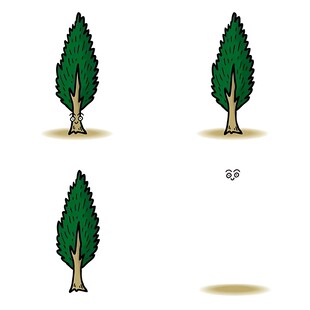 四棵绿植矢量插画设计