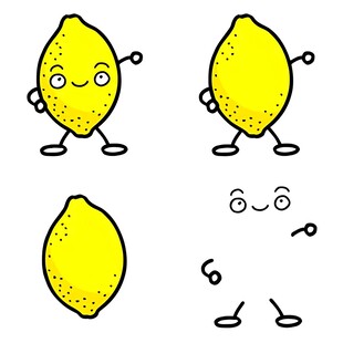 可爱拟人化柠檬卡通形象