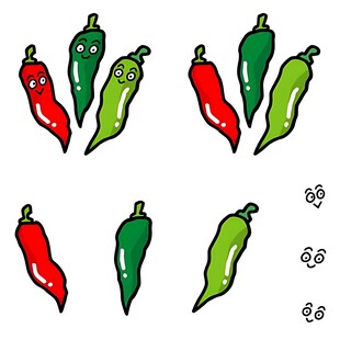 手绘红绿辣椒组合图像