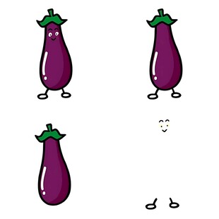 卡通茄子的趣味动作展示