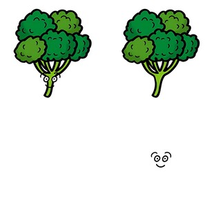 两颗西兰花与小表情图案