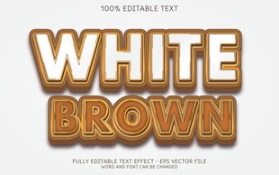 白色与棕色立体字体效果