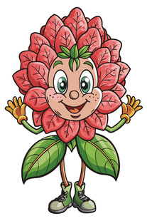 花朵卡通形象欢快舞动