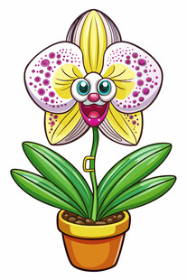 可爱卡通兰花盆栽形象