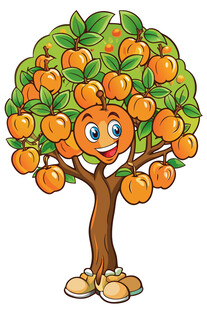 可爱拟人化橘子树形象