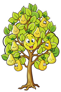 可爱梨树挂满黄梨