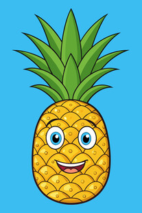 可爱笑脸菠萝卡通形象