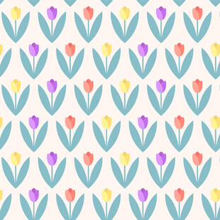 多彩郁金香花卉无缝图案