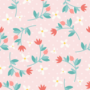 粉色花卉无缝图案背景