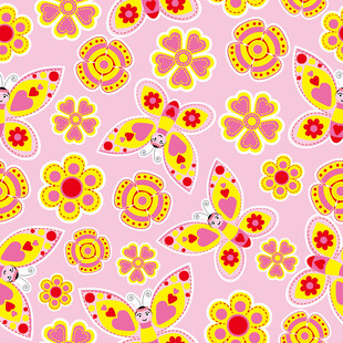 粉色花卉蝴蝶图案背景