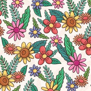 多彩手绘花卉图案背景