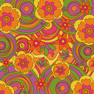 多彩花卉几何图案背景