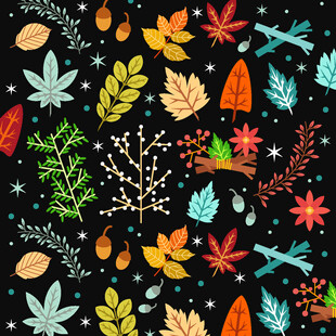 秋季多彩树叶图案背景