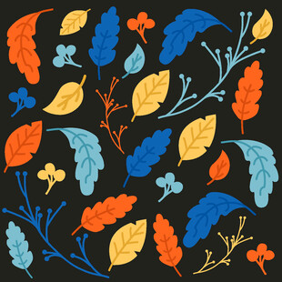 多彩秋叶花卉图案背景
