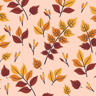 秋季树叶无缝图案背景