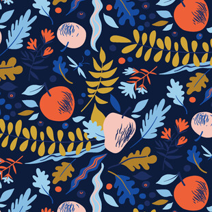 秋季水果树叶图案背景