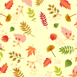 秋季多彩树叶无缝图案