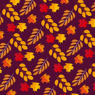 秋季枫叶树叶无缝图案