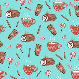 甜蜜糖果咖啡图案背景