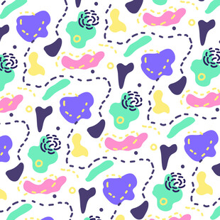 可爱动物植物无缝图案