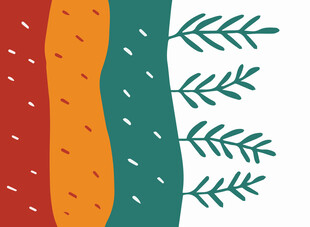 多彩条纹与枝叶图案设计