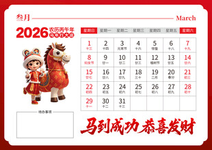 2026马年日历图片