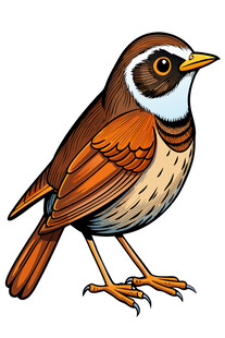 手绘棕色小鸟插画