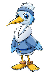 穿着冬装的可爱小鸟