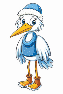 圣诞装扮的可爱白鹳