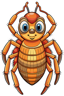 可爱卡通形象的橙色小蜘蛛