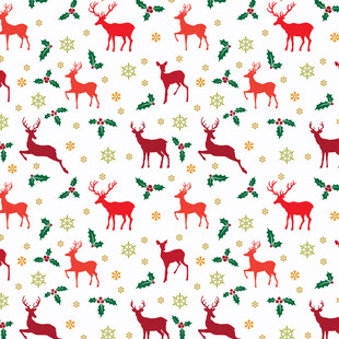 圣诞驯鹿雪花图案背景