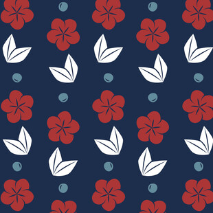 深蓝色底花卉图案设计