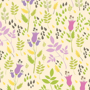 清新花卉植物图案背景