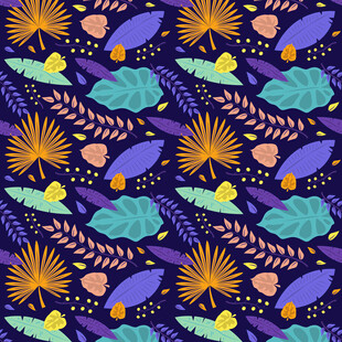 多彩几何植物图案背景