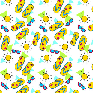 夏日沙滩风拖鞋图案设计