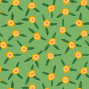 绿色背景上的小花图案