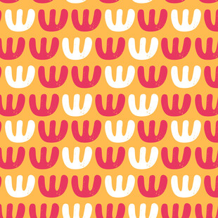 橙底红白图案无缝背景