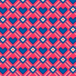 红蓝爱心几何图案纹理