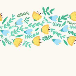 清新花卉绿叶装饰图案