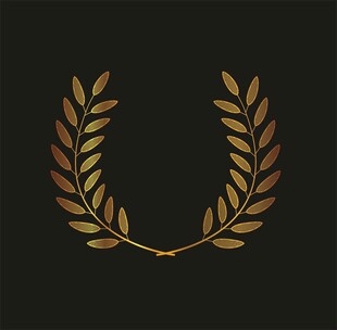 金色月桂叶花环图案