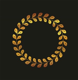 金色树叶花环装饰图案